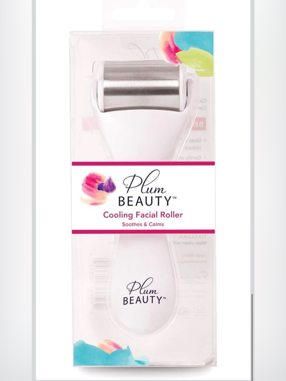 Plum Beauty Cooling Facial Roller – White Stainless Steel Roller.   NWT